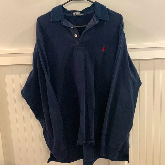 Polo by Ralph Lauren Navy Blue Long Sleeve Shirt Size Large - Picture 1 of 2